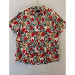 NO BOUNDARIES Men's Size XL Aloha Hawaiian‎ Shirt Tropical Tiger Floral